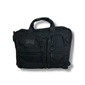 TUMI Alpha Black Expandable Briefcase Messenger Bag Ballistic‎ Nylon Laptop Vtg